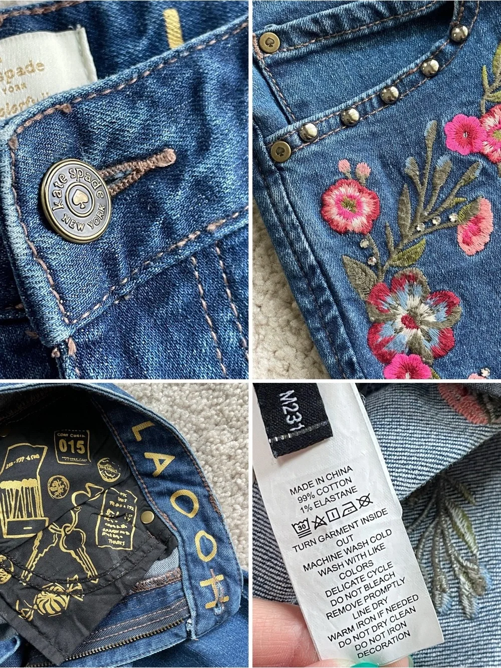 Kate Spade Broome Street Ditsy Embroidered Floral Straight Ankle Jeans Size 29